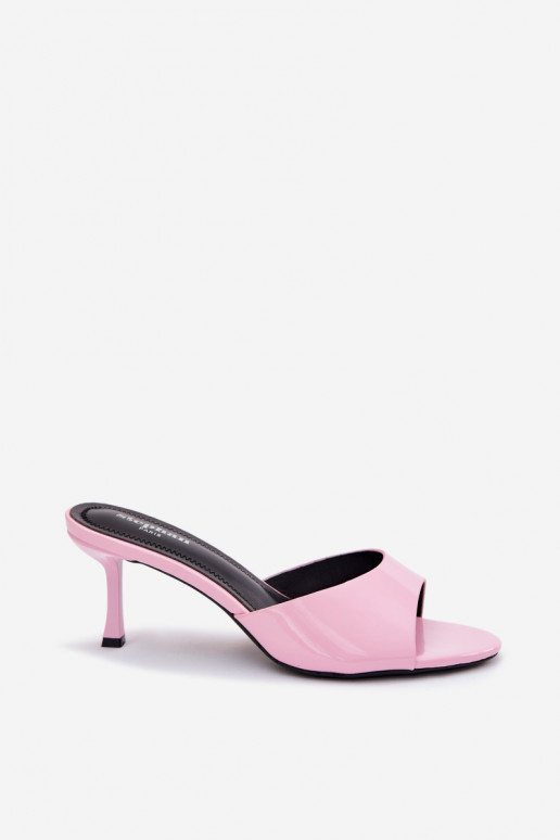 Patent Leather Imitation Leather Heeled Pink Melissea