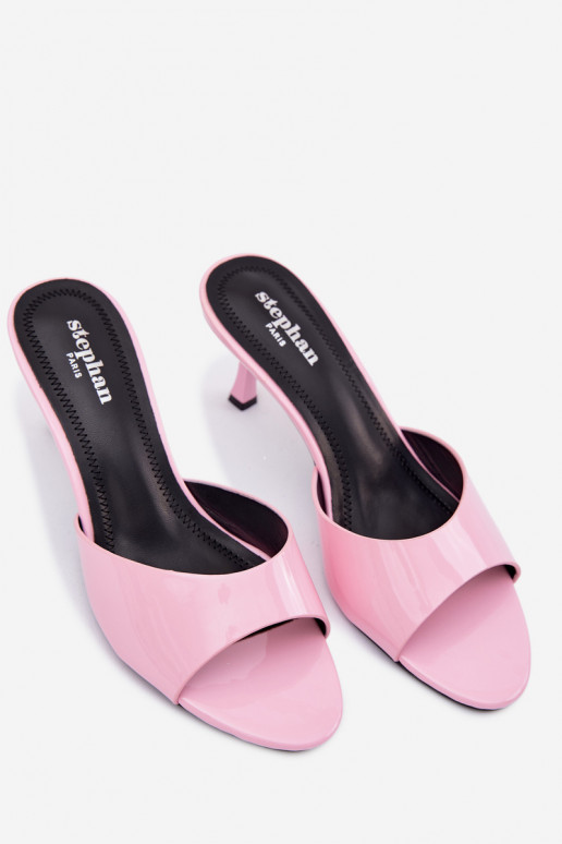 Patent Leather Imitation Leather Heeled Pink Melissea