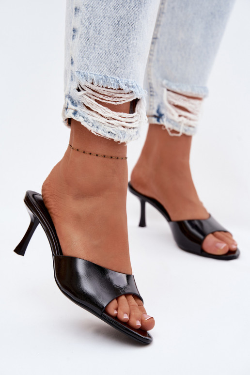 Imitation Leather Heeled Sandals Gold Melissea