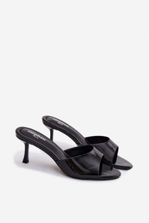 Imitation Leather Heeled Sandals Gold Melissea