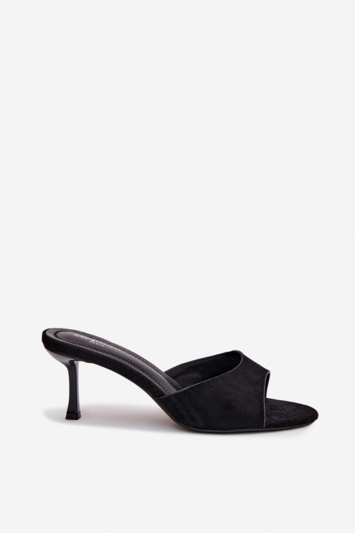 Suede Imitation Slip-Ons with Heel Black Melissea