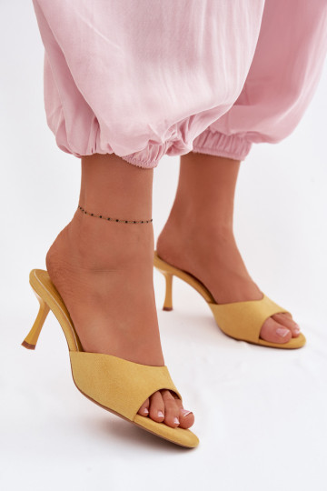 Yellow Faux Suede High Heel Sandals Melissea 2