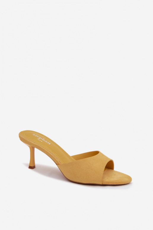 Yellow Faux Suede High Heel Sandals Melissea