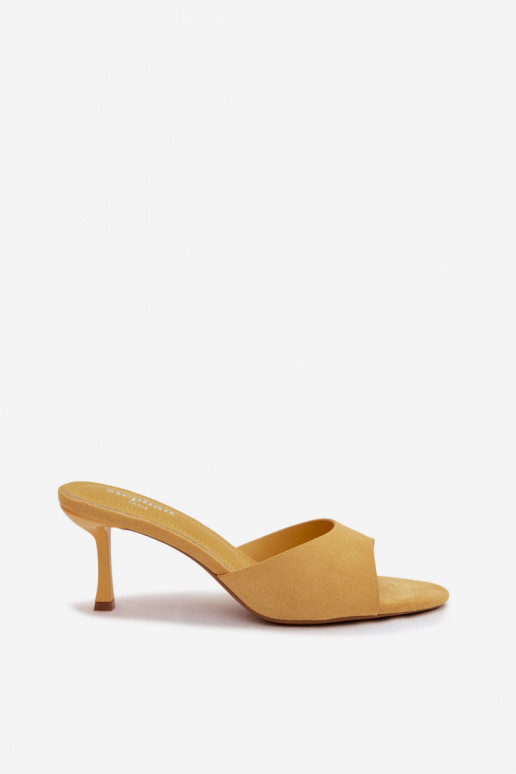 Yellow Faux Suede High Heel Sandals Melissea