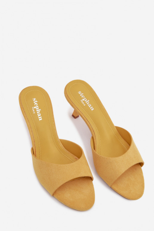 Yellow Faux Suede High Heel Sandals Melissea