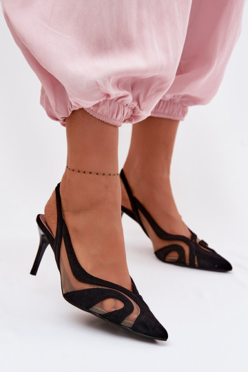 Women's Mesh Sandals With Stiletto Black Cornelia 2