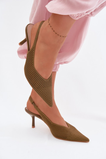 Women's Mesh Material Sandals With Heel Green Emiliana