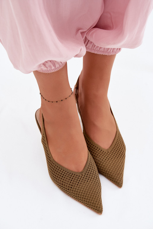 Women's Mesh Material Sandals With Heel Green Emiliana