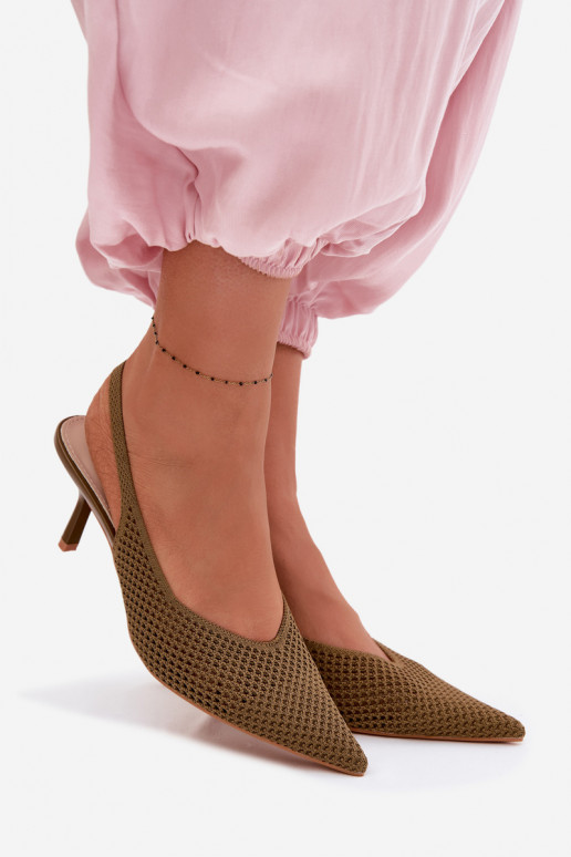 Women's Mesh Material Sandals With Heel Green Emiliana