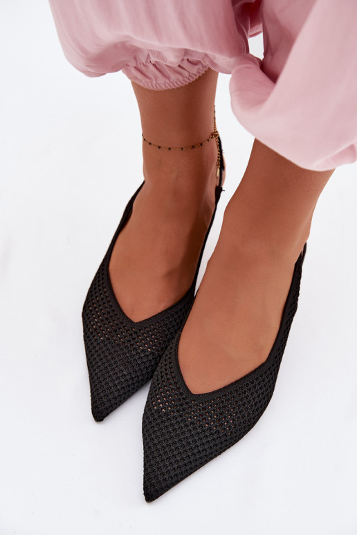 Women's Mesh Material Sandals With Heel Black Emiliana