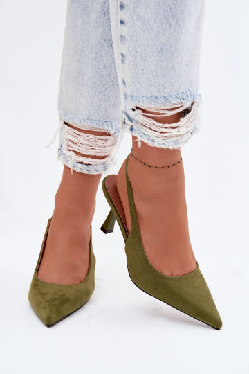 Women's High Heel Sandals Green Faux Suede Saria