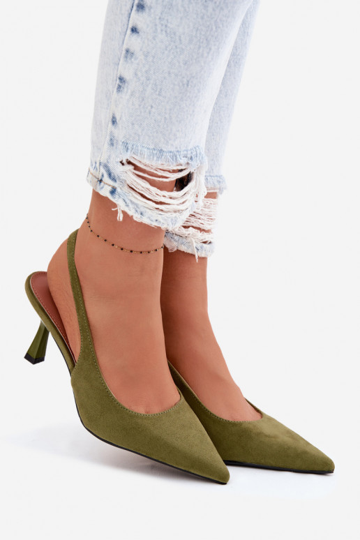 Women's High Heel Sandals Green Faux Suede Saria