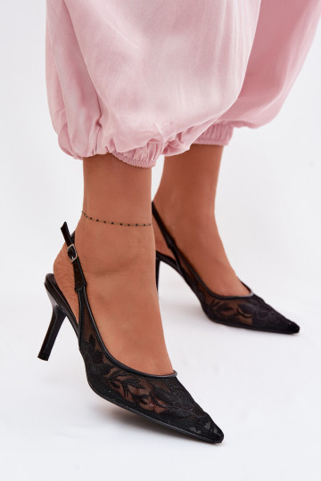 Lace Mesh High Heel Black Mavia 2