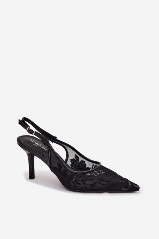 Lace Mesh High Heel Black Mavia