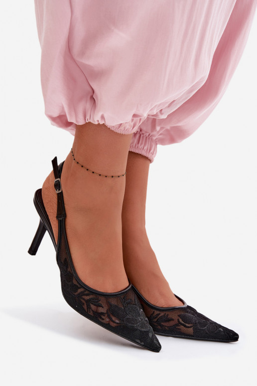 Lace Mesh High Heel Black Mavia