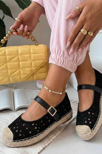 Czarne Espadryle Ażurowe Na...