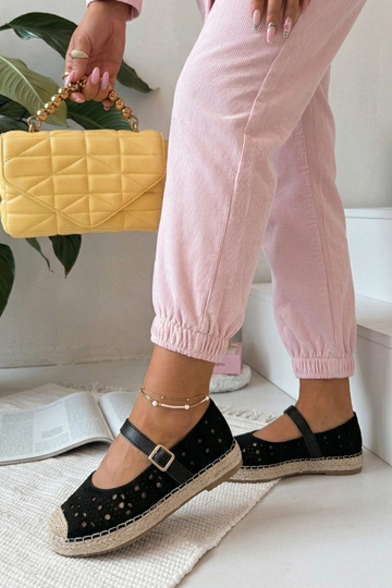 Czarne Espadryle Ażurowe Na... 2