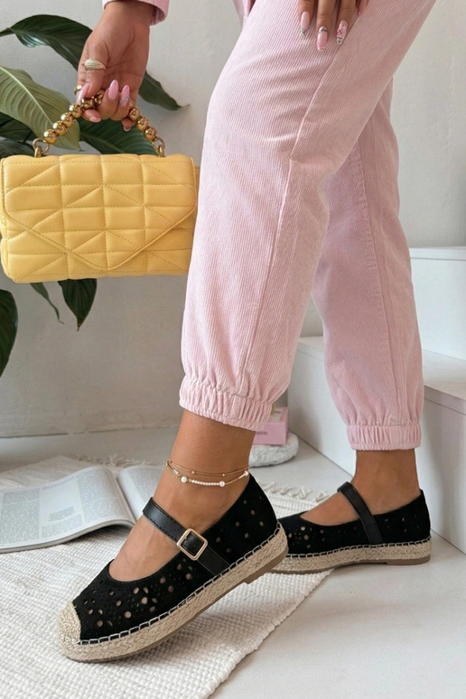 Czarne Espadryle Ażurowe Na...