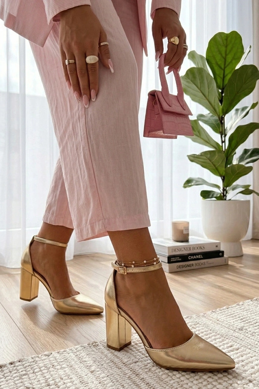 Złote Czółenka Na Słupku Audrey