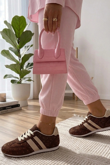 Brązowe Sneakersy Zdobione Cyrkoniami Sybilla 2