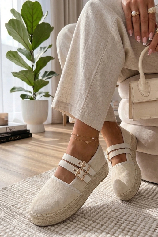 Beżowe Espadryle Na Platformie Marcelle