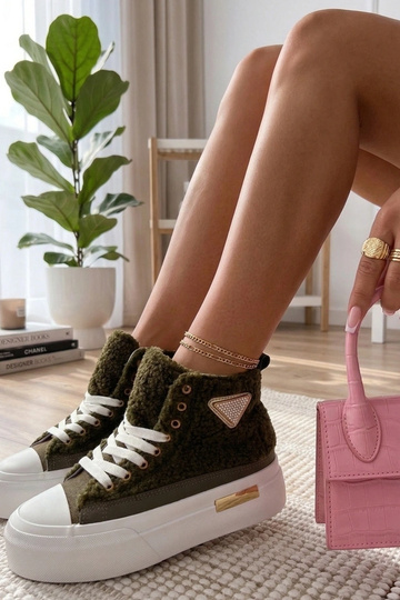 Zielone Trampki Futrzane Z...