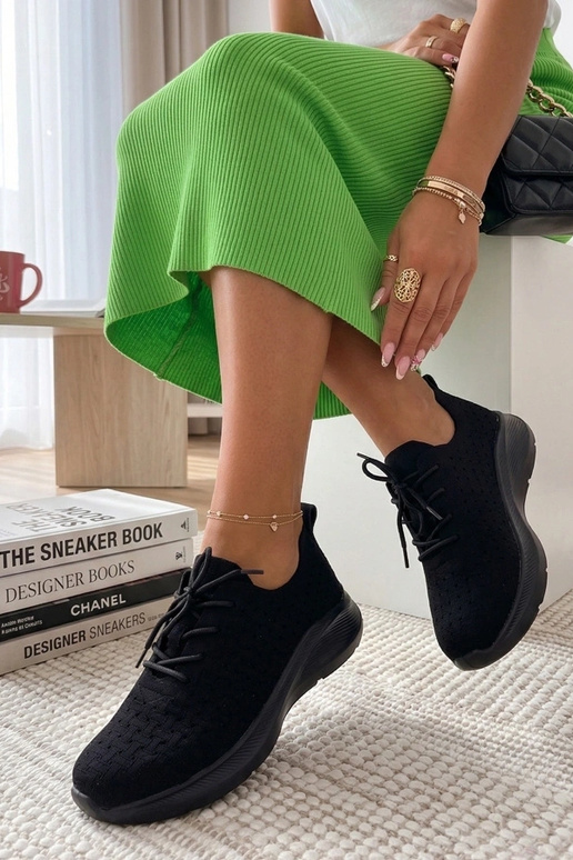 Czarne Sneakersy Lekkie Ażurowe Luna