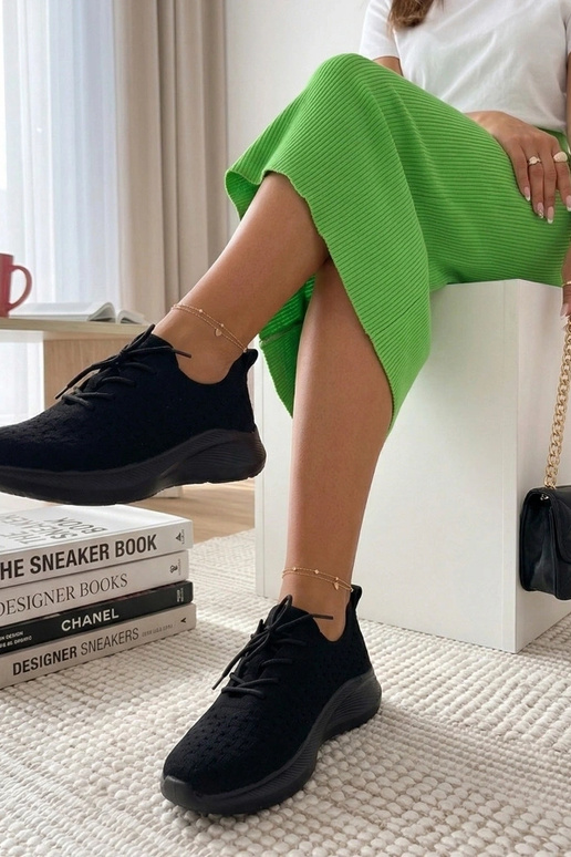 Czarne Sneakersy Lekkie Ażurowe Luna