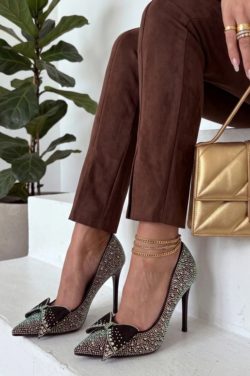 Czarne Szpilki Zdobione Cyrkoniami...