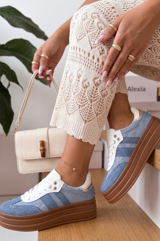 Niebieskie Sneakersy Na Platformie...