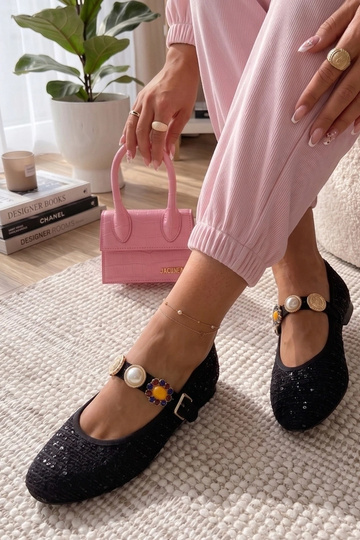 Czarne Balerinki Z Ozdobnym... 2