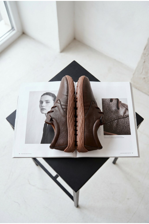 Leather Women's Loafers Barefoot Zazoo 10189 Chocolate