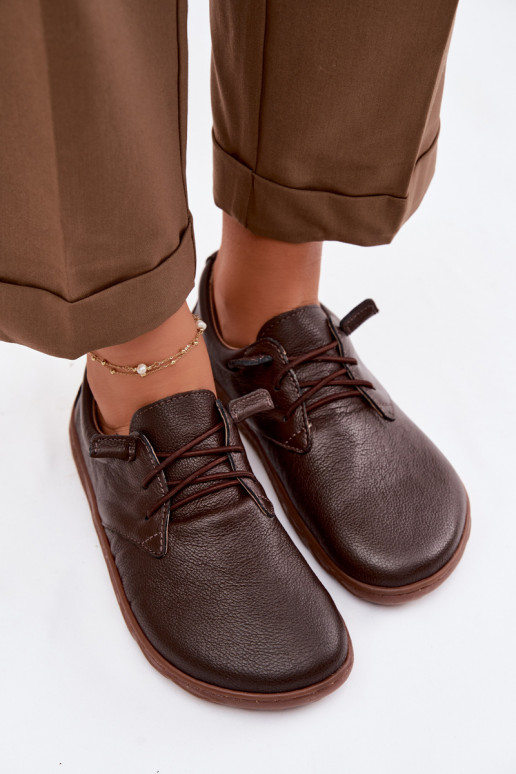 Skórzane Półbuty Barefoot Damskie Zazoo 10189 Czekoladowe