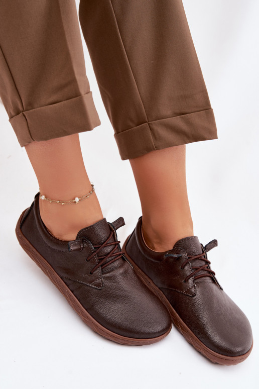 Leather Women's Loafers Barefoot Zazoo 10189 Chocolate