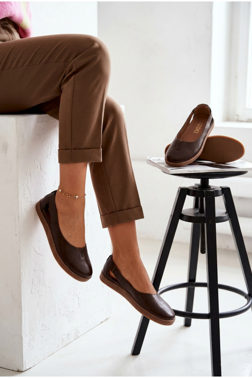 Leather Ballerinas Barefoot Zazoo 10217 Chocolate
