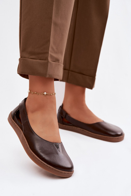 Leather Ballerinas Barefoot Zazoo 10217 Chocolate