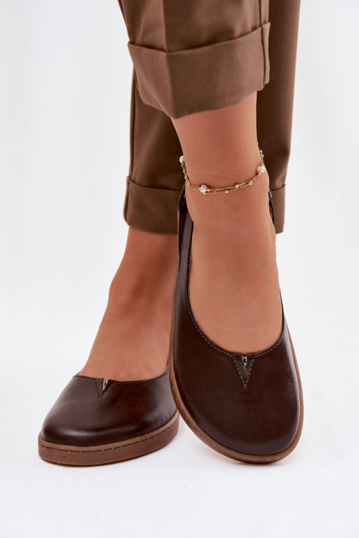 Leather Ballerinas Barefoot Zazoo 10217 Chocolate