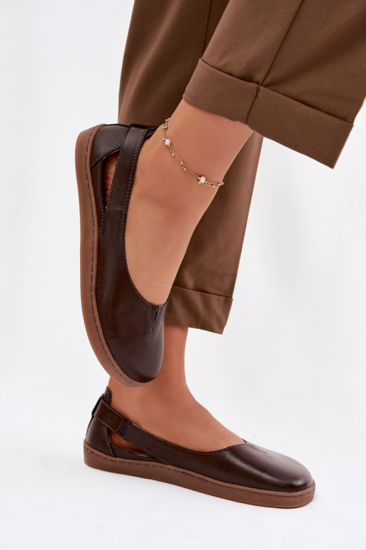 Leather Ballerinas Barefoot Zazoo 10217 Chocolate
