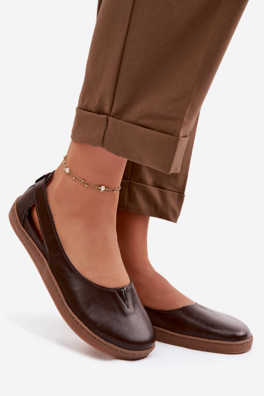 Leather Ballerinas Barefoot Zazoo 10217 Chocolate