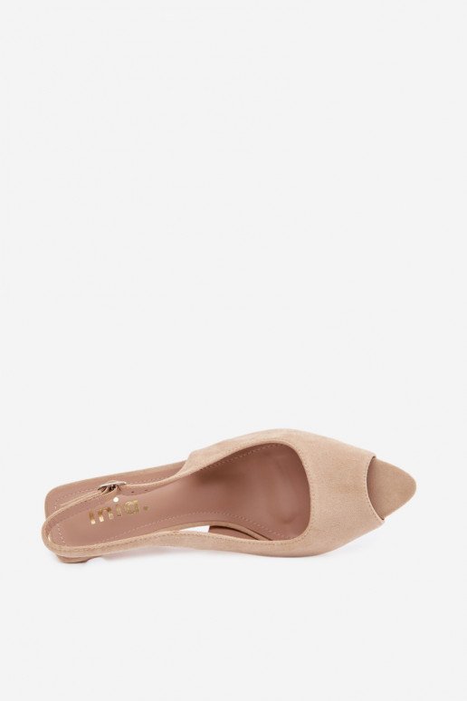 Women's High Heel Eco Suede Beige Sandals Sevina