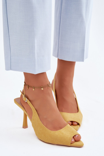 Women's High Heel Eco Suede Yellow Sandals Sevina