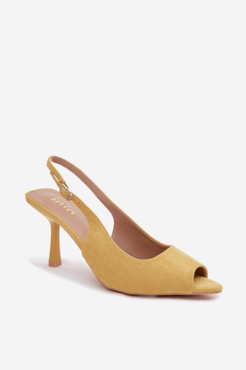 Women's High Heel Eco Suede Yellow Sandals Sevina 2