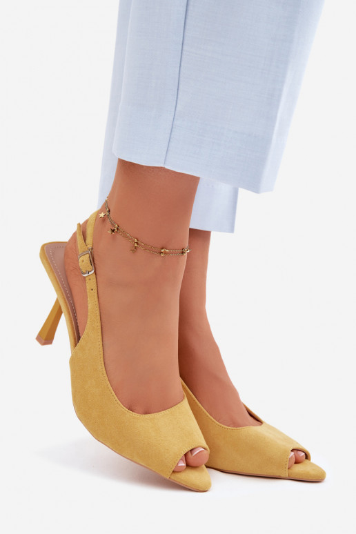 Women's High Heel Eco Suede Yellow Sandals Sevina