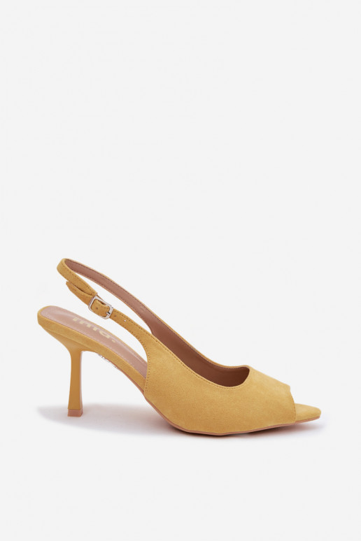 Women's High Heel Eco Suede Yellow Sandals Sevina