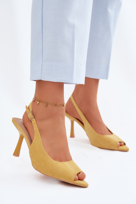 Women's High Heel Eco Suede Yellow Sandals Sevina