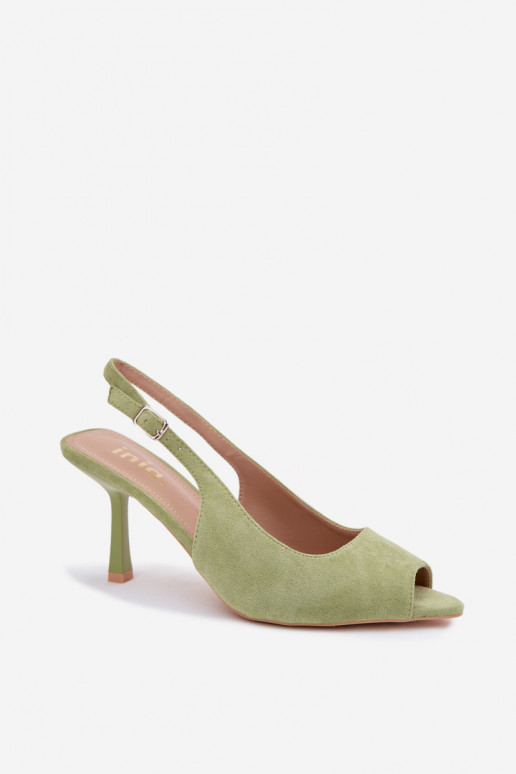 Women's High Heel Eco Suede Green Sandals Sevina