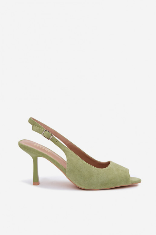 Women's High Heel Eco Suede Green Sandals Sevina