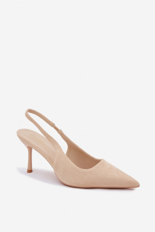 Women's High Heel Sandals Beige Eco Suede Kevina