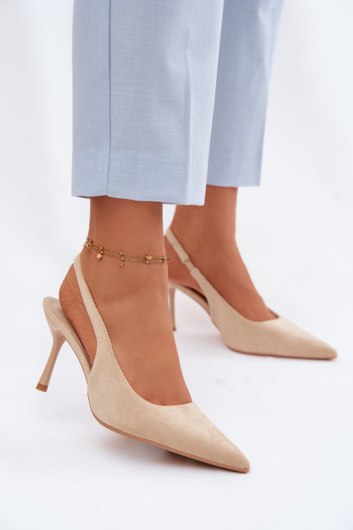 Women's High Heel Sandals Beige Eco Suede Kevina