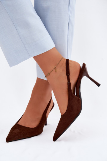 Women's High Heel Sandals With Eco Suede Chocolate Kevina